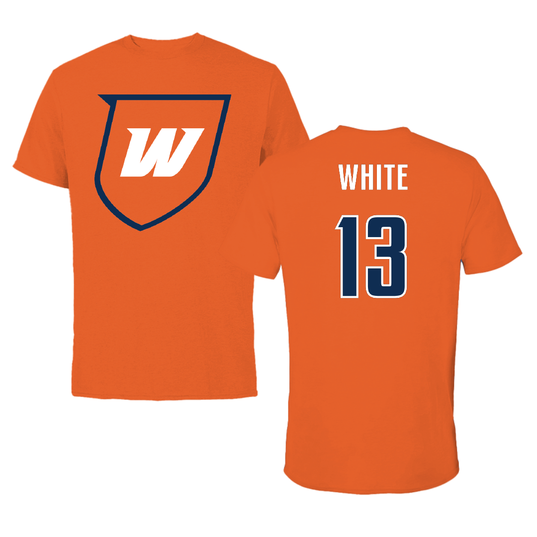 Western Connecticut State University Volleyball (W) Orange Wolves Performance Tee - #13 Teagan White