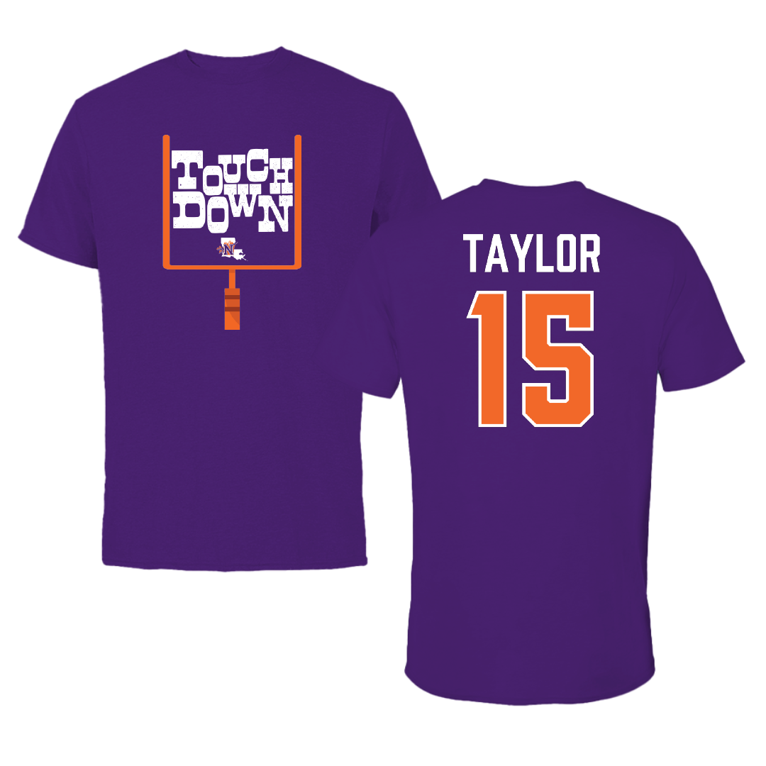 Northwestern State University Football Purple Touchdown Performance Tee - #15 Ben Taylor