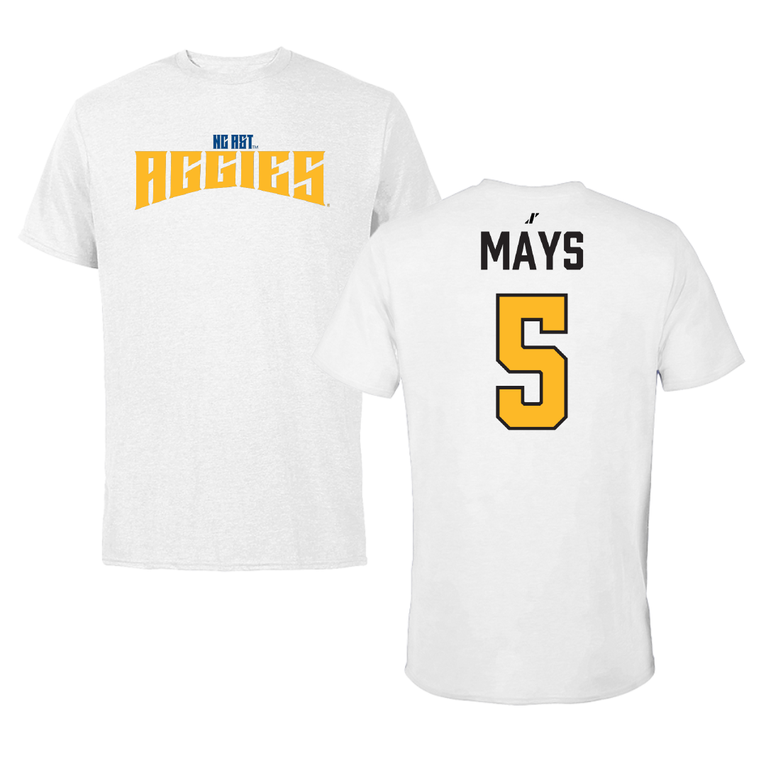 North Carolina A&T State University Softball White Classic Performance Tee - #5 Zoe Mays