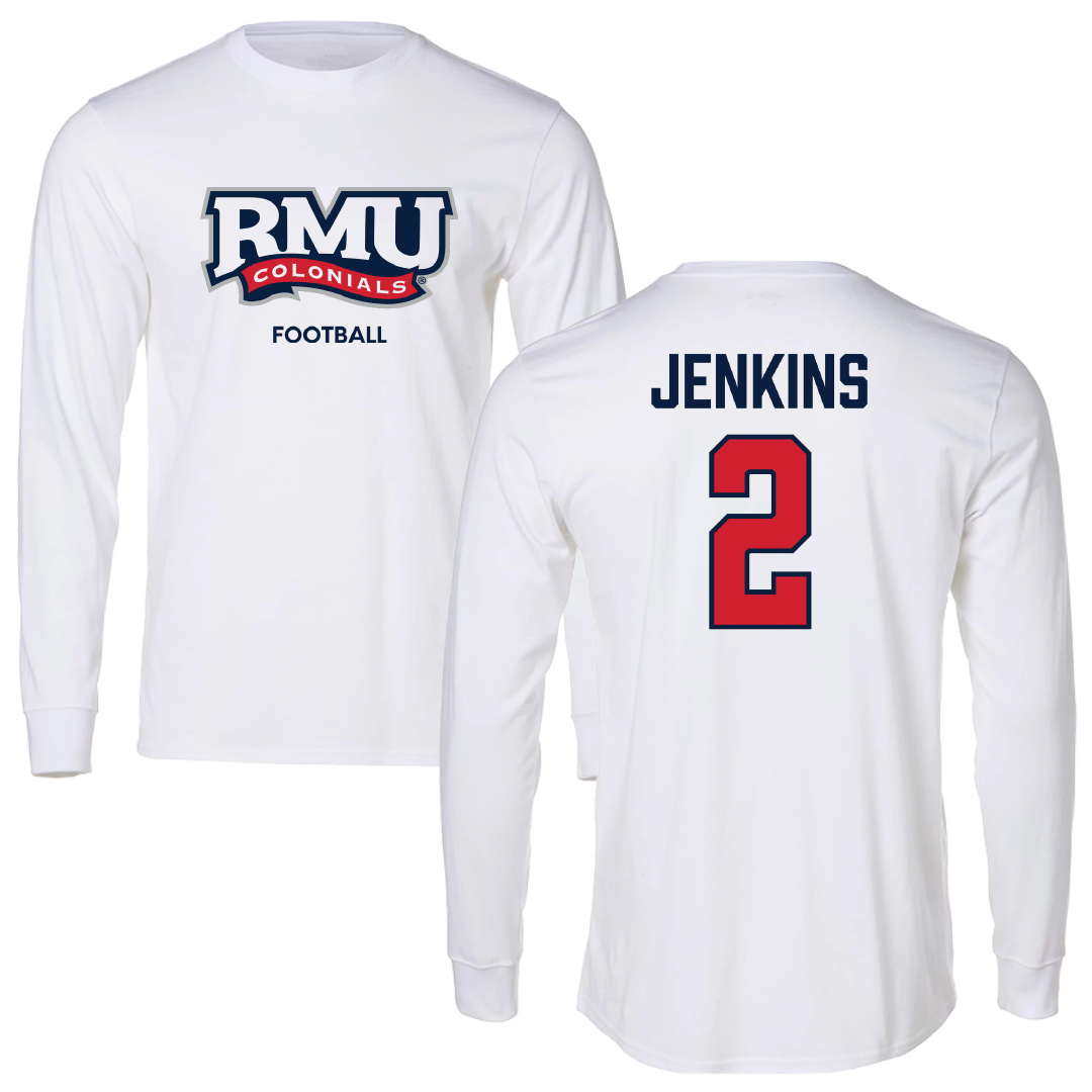 Robert Morris University Football White Long Sleeve - #2 Jayson Jenkins