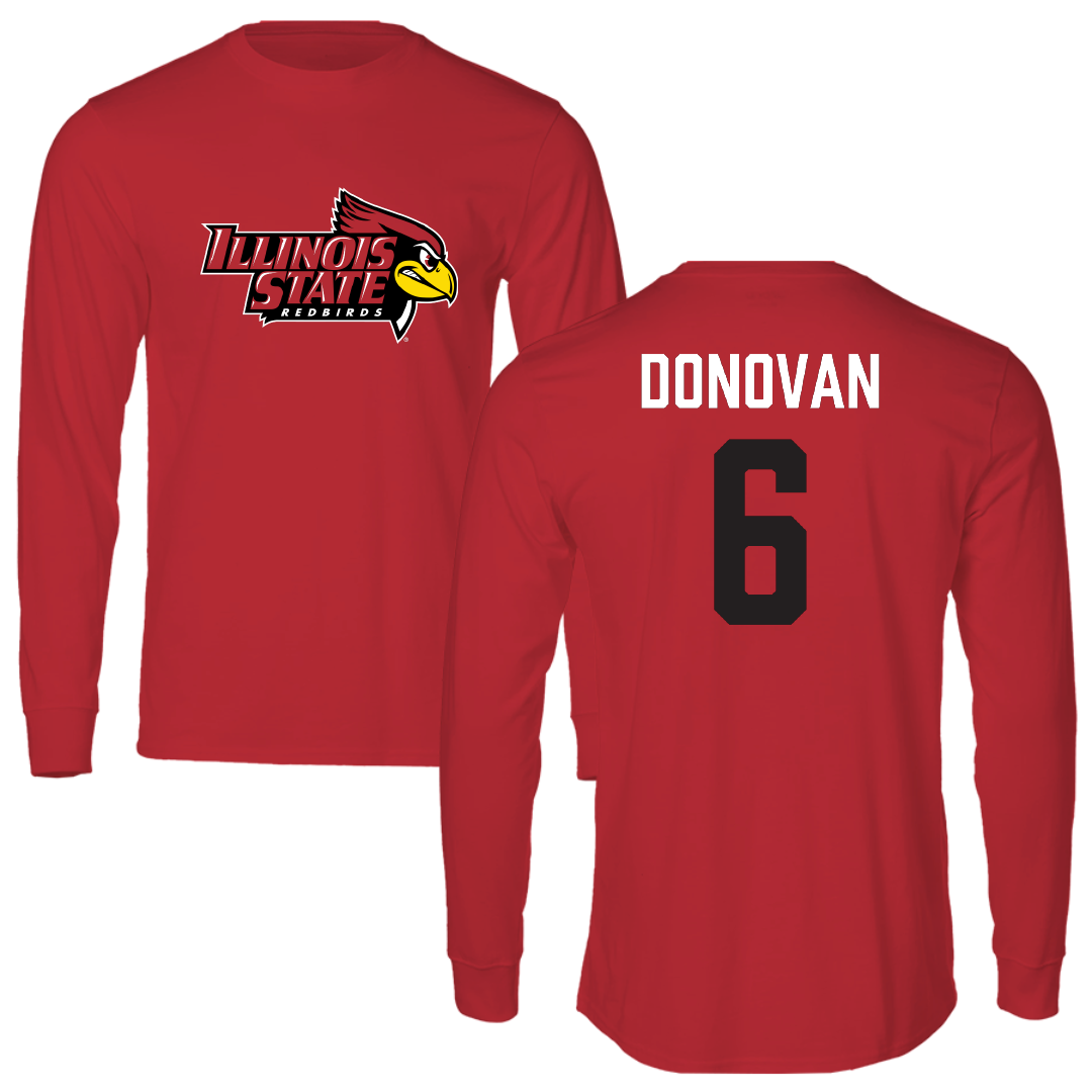 Illinois State University Football Red Redbird Performance Long Sleeve - #6 Tommy Donovan