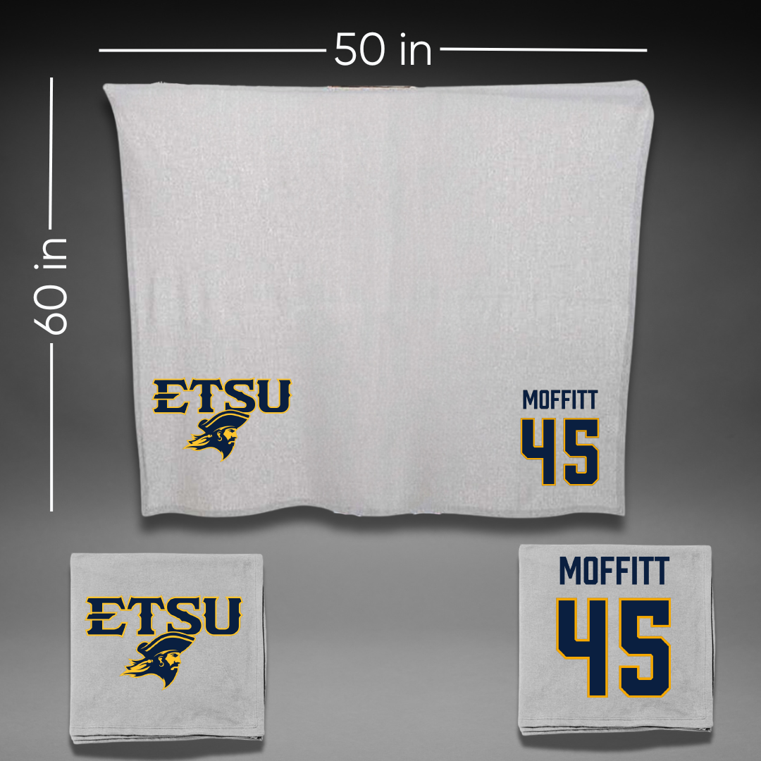 East Tennessee State University Football Gray Blanket - #45 Trevor Moffitt