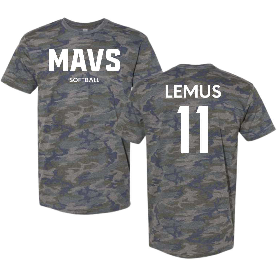 Mercy University Softball Vintage Camo Tee - #11 Alexis Lemus
