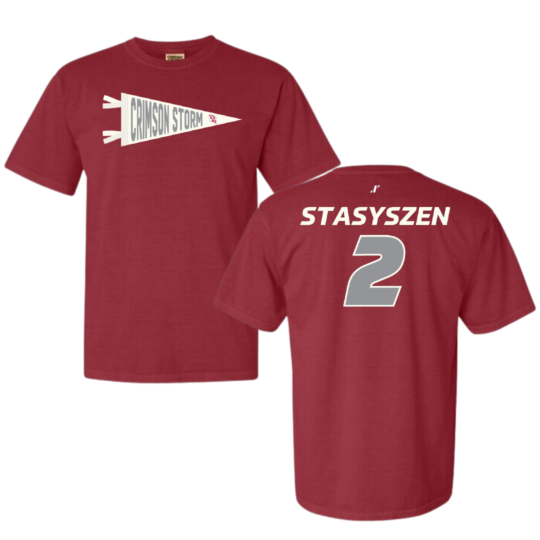 Southern Nazarene University Basketball (M) Crimson Pennant Comfort Colors Tee - #2 Isaac Stasyszen