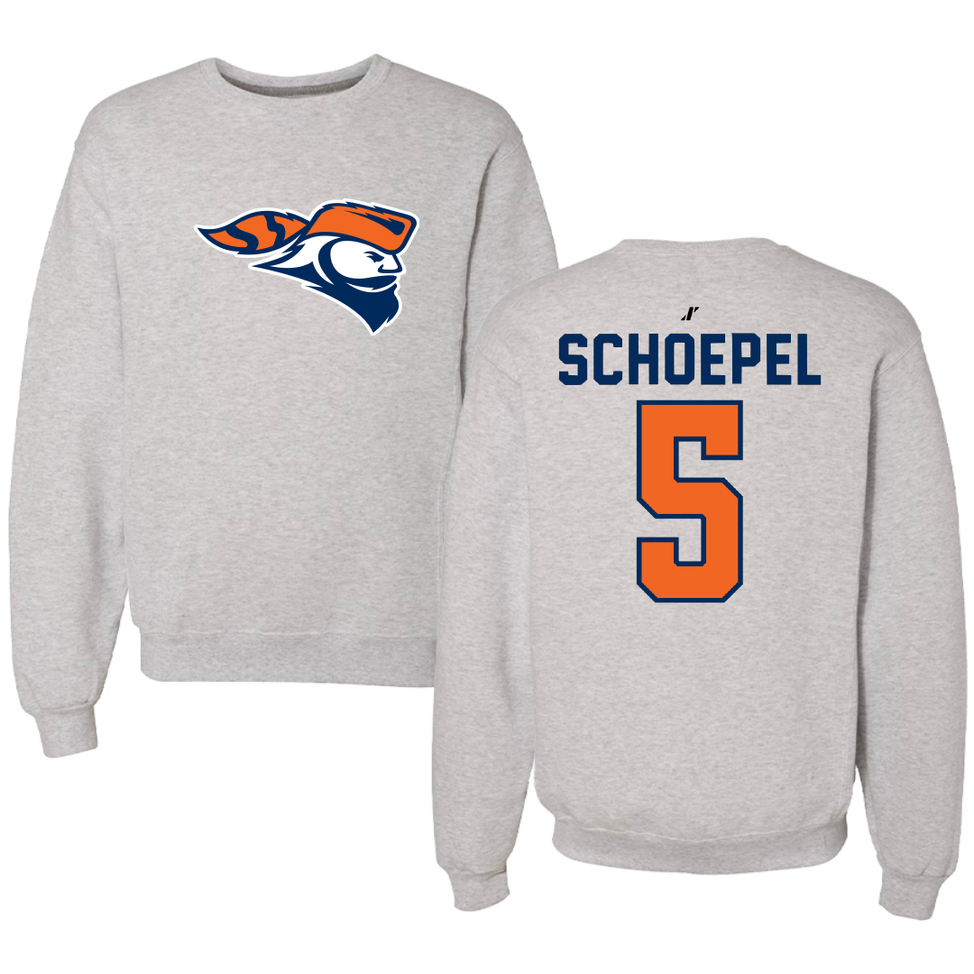 Carroll University Lacrosse Light Gray Crewneck - #5 Walt Schoepel