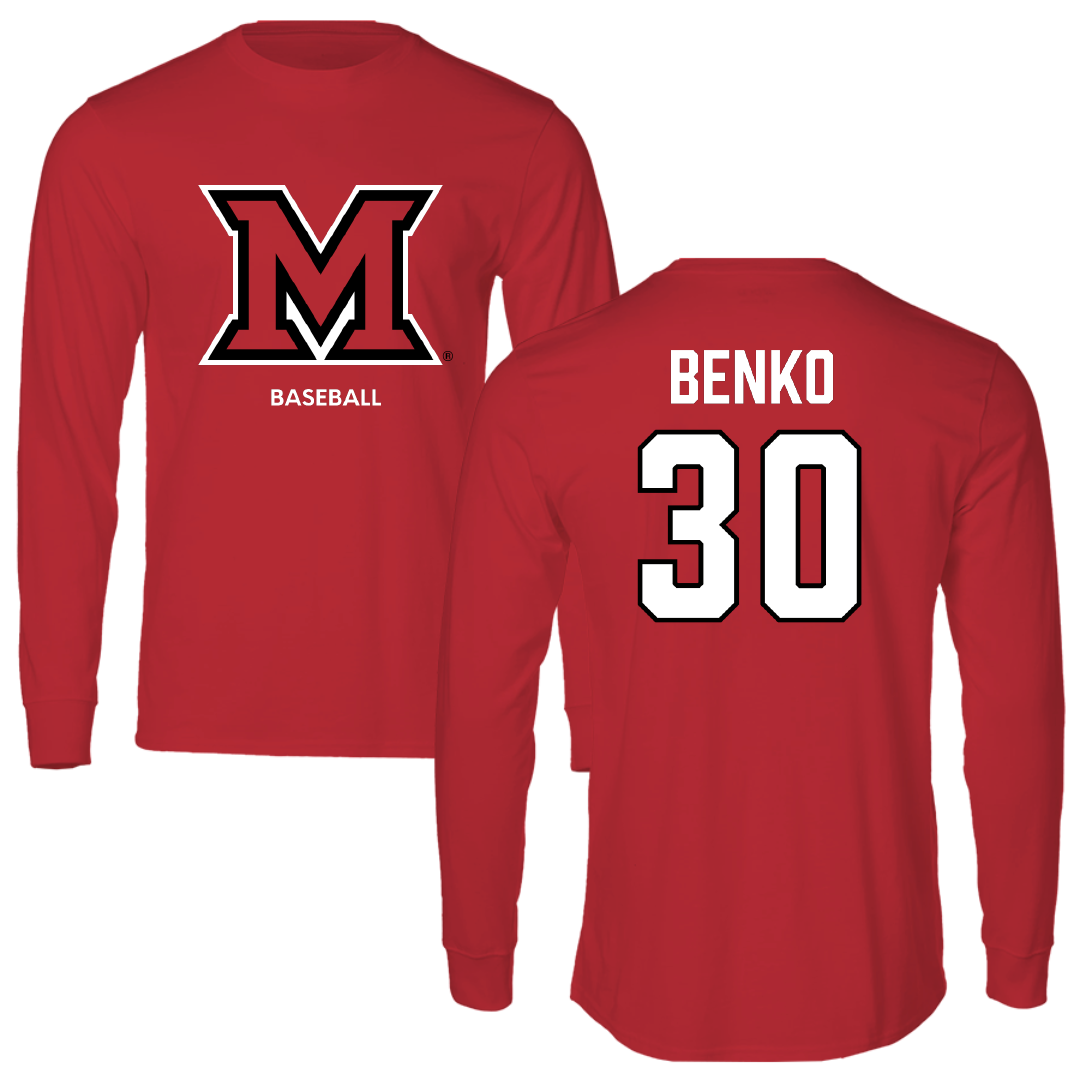 Miami University (Ohio) Baseball Red Long Sleeve - #30 Troy Benko