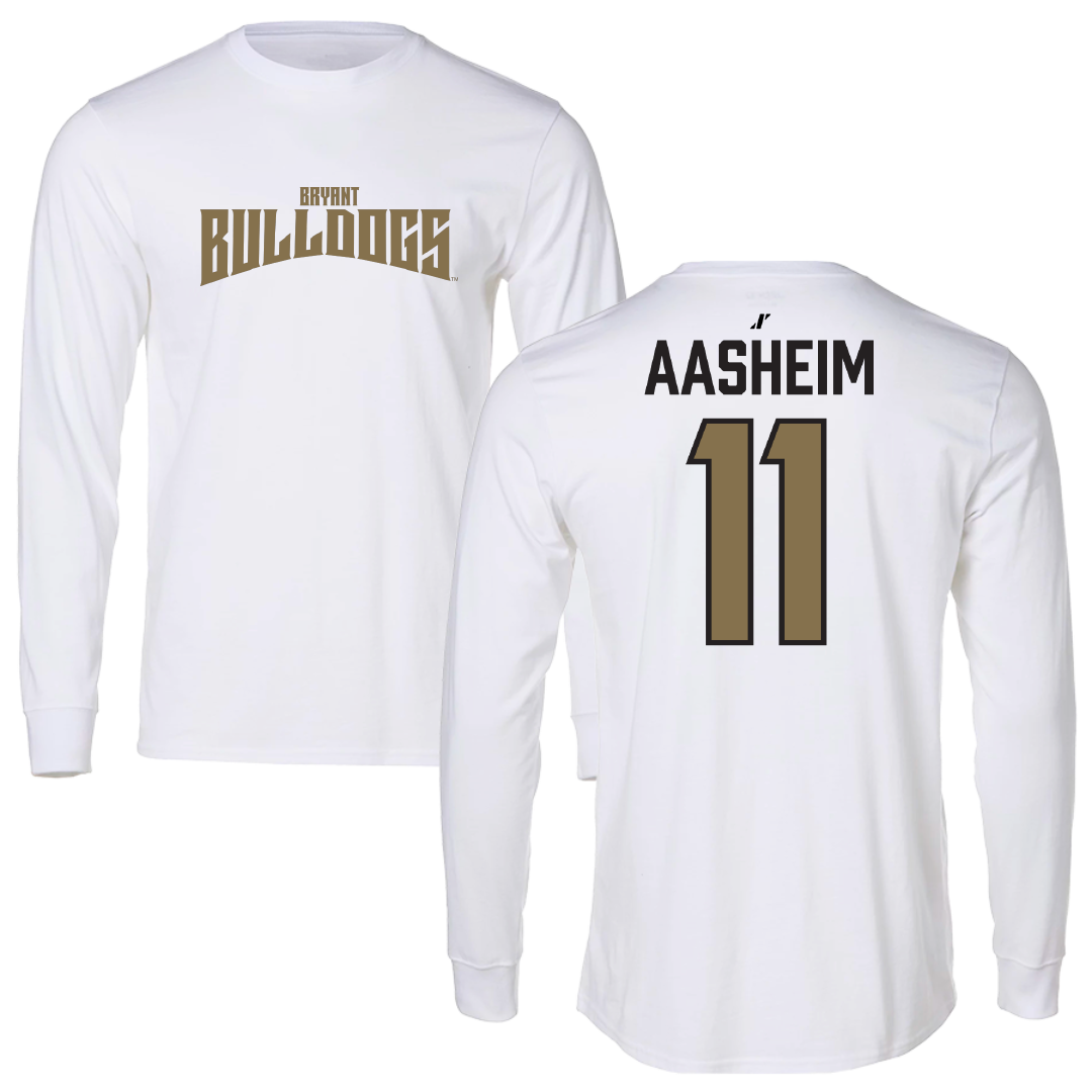 Bryant University Lacrosse White Classic Performance Long Sleeve - #11 Luke Aasheim