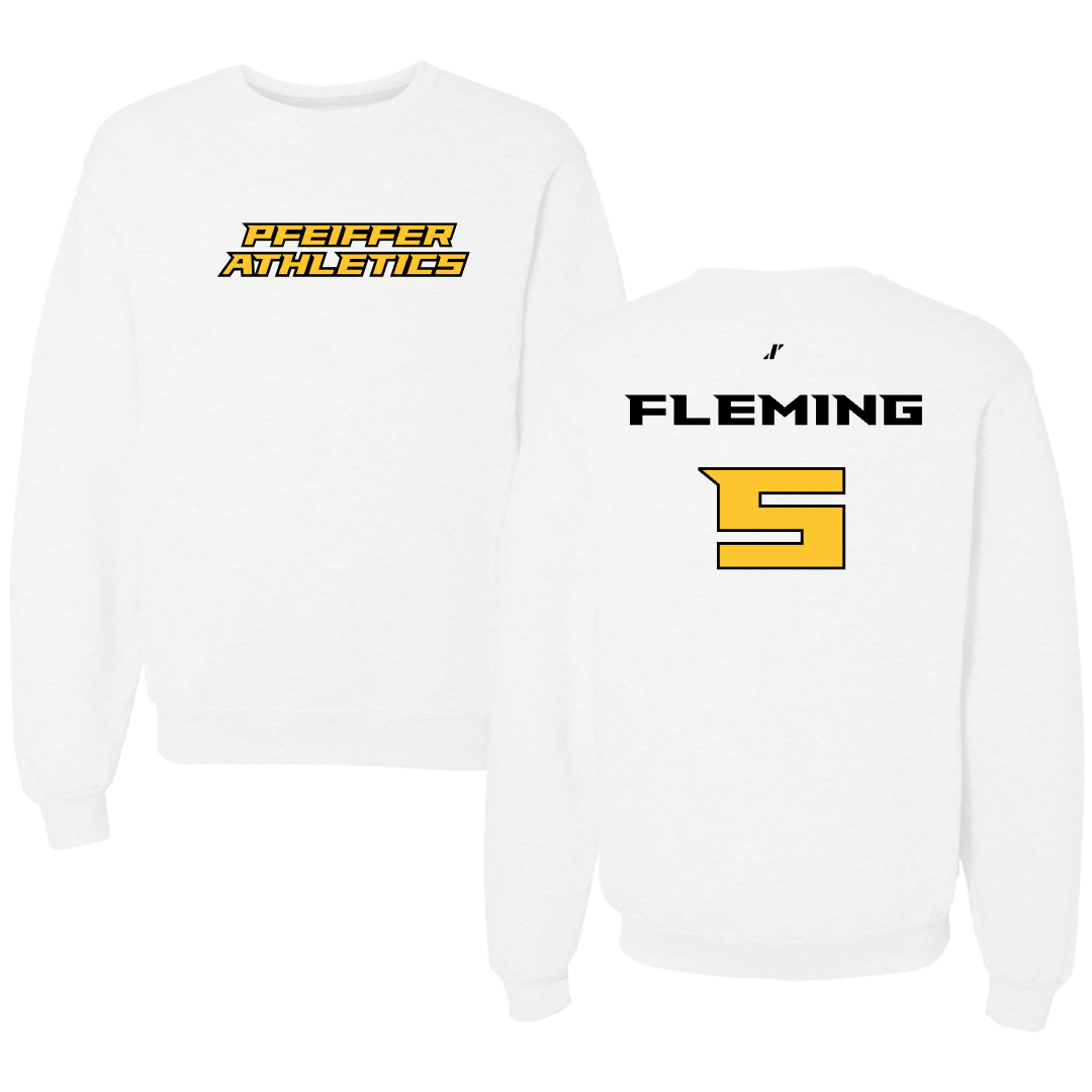 Pfeiffer University Baseball White Crewneck - #5 Jacob Fleming
