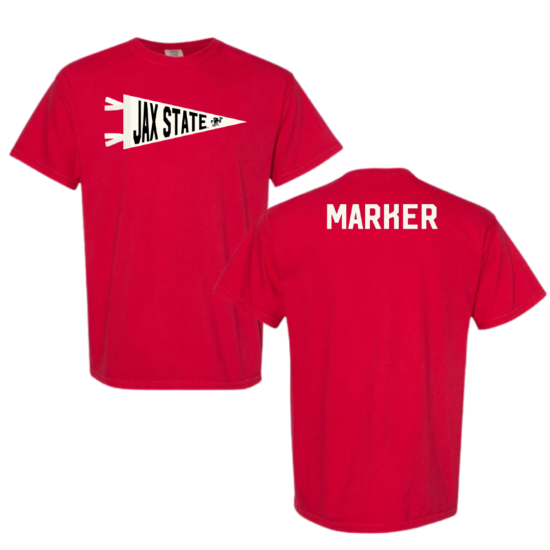Jacksonville State University TF and XC Red Pennant Comfort Colors Tee - Kaden Marker