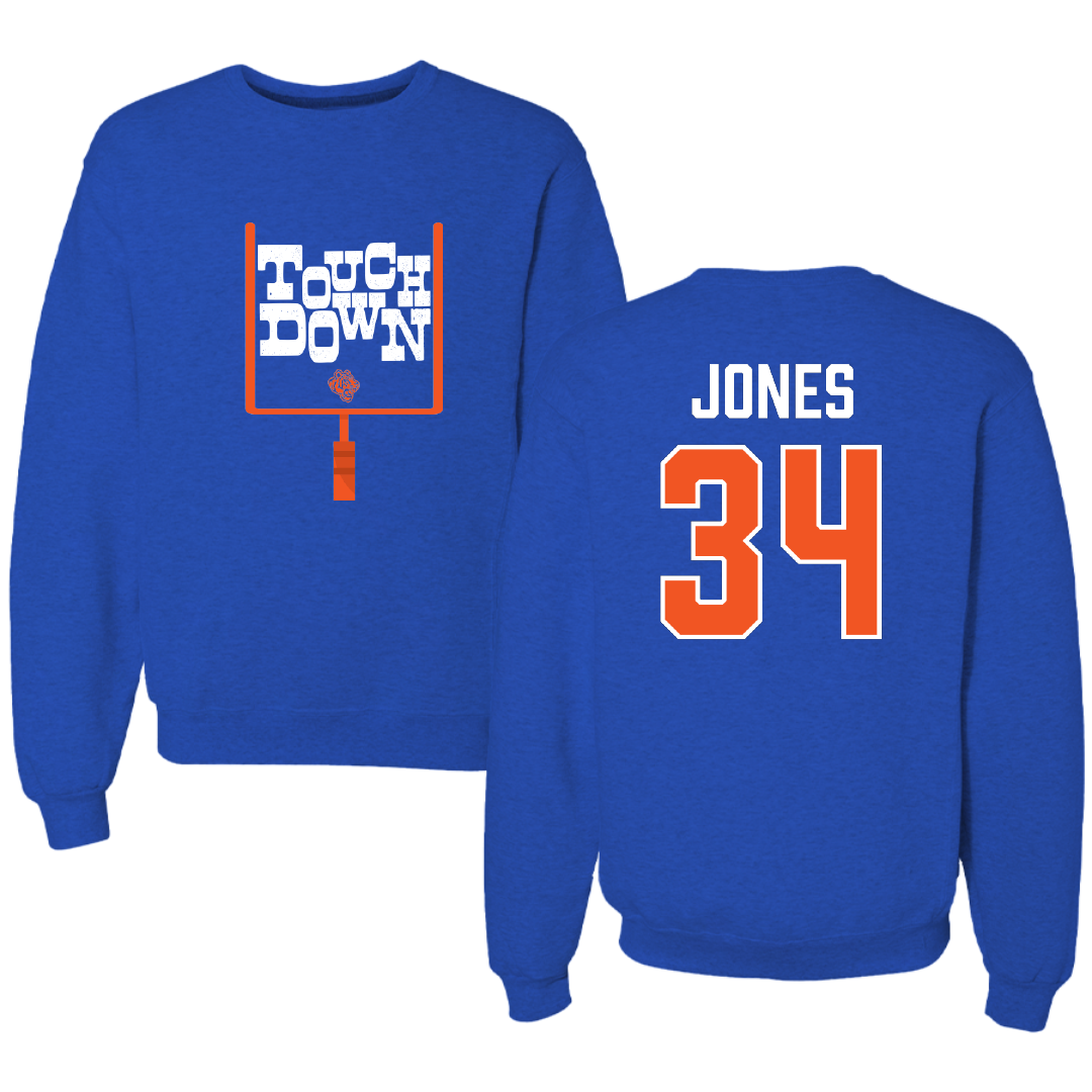 Savannah State University Football Blue Touchdown Crewneck - #34 Jayden Jones