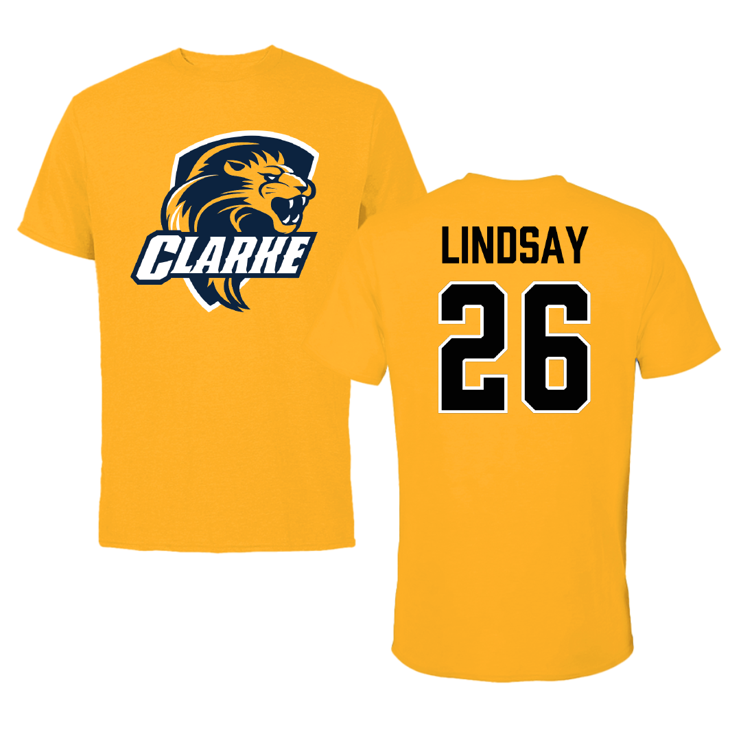 Clarke University Football Gold Performance Tee - #26 Jackson Lindsay