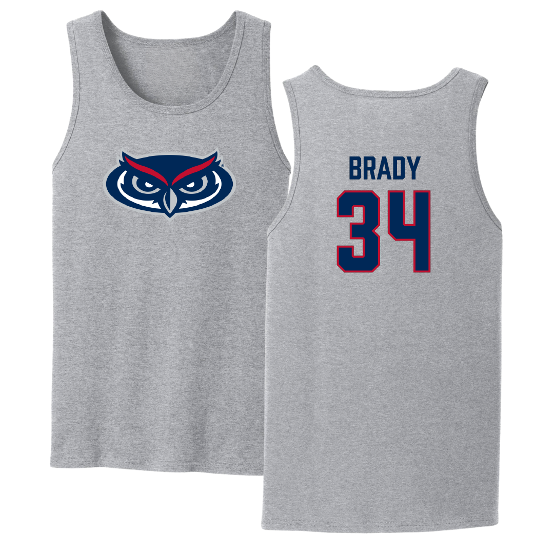 Florida Atlantic University Baseball Sport Gray Tank Top - #34 Carter Brady