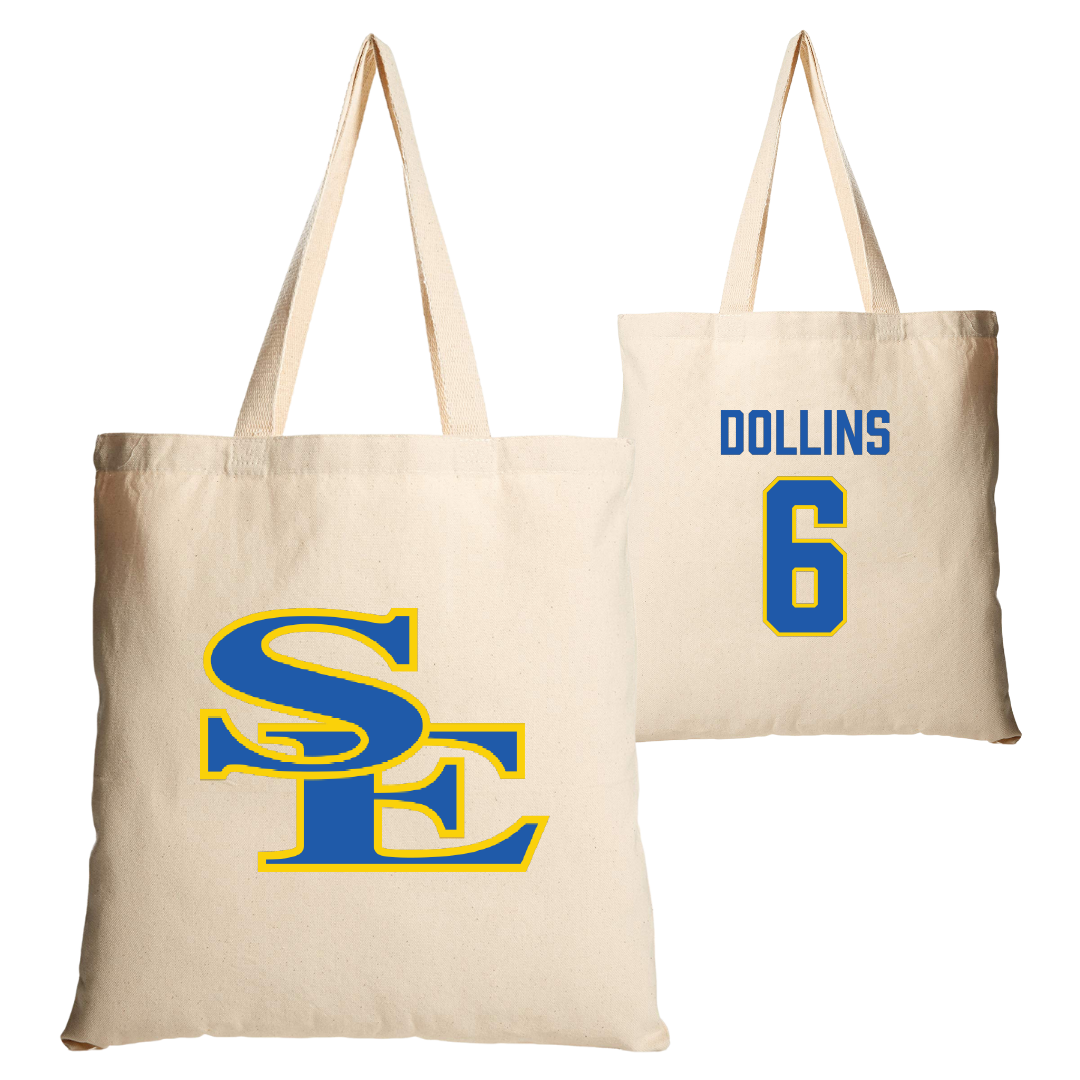 Southeastern Oklahoma State University Baseball Tan Canvas Tote Bag - #6 Gage Dollins