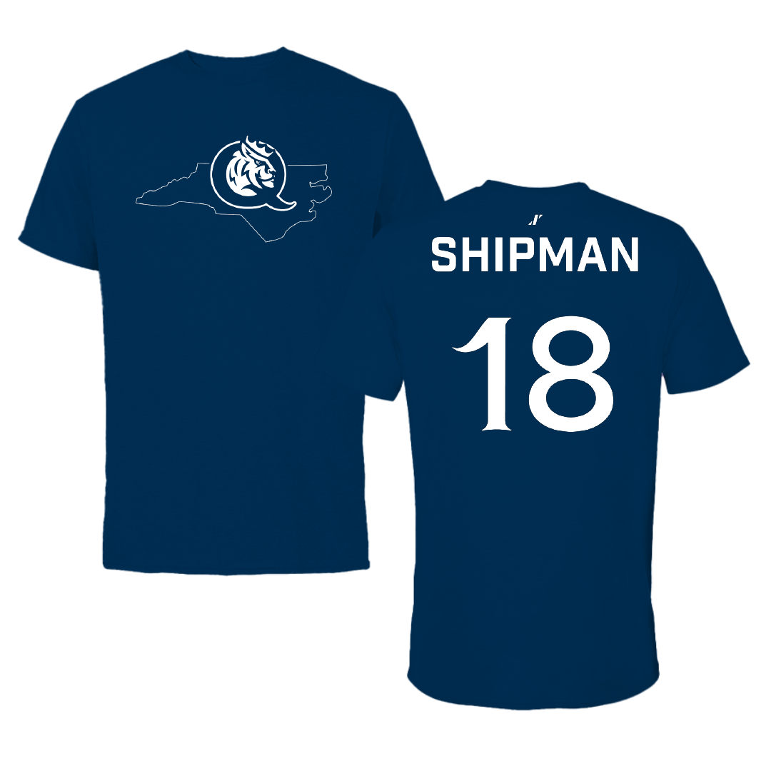 Queens University of Charlotte Baseball Navy State Performance Tee - #18 Owen Shipman