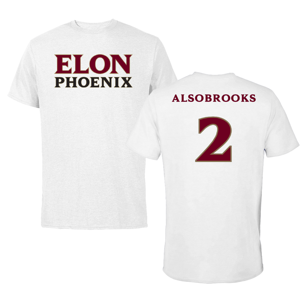 Elon University Football White Performance Tee - #2 Senquavious Alsobrooks