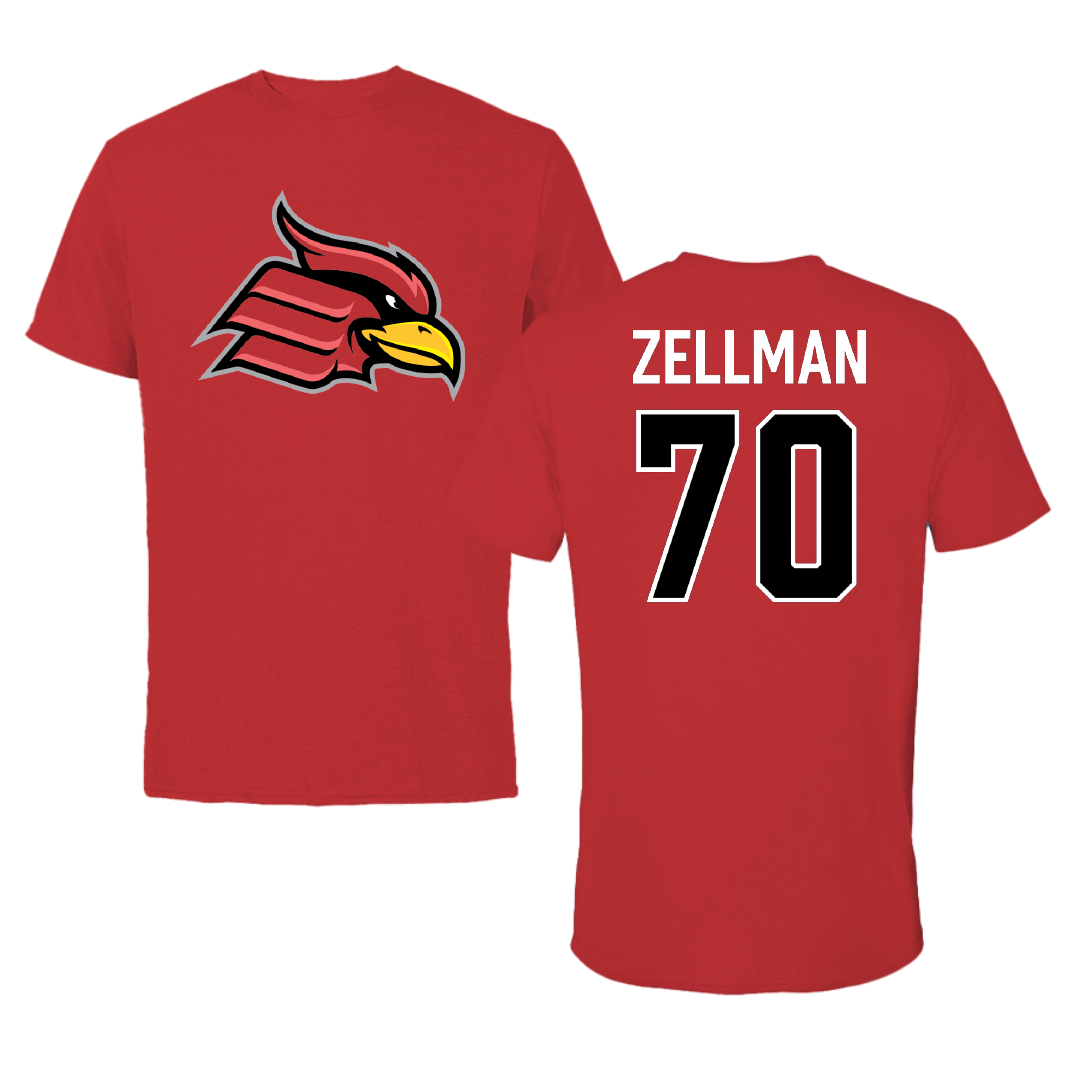 Wheeling University Football Red Performance Tee - #70 Aidan Zellman