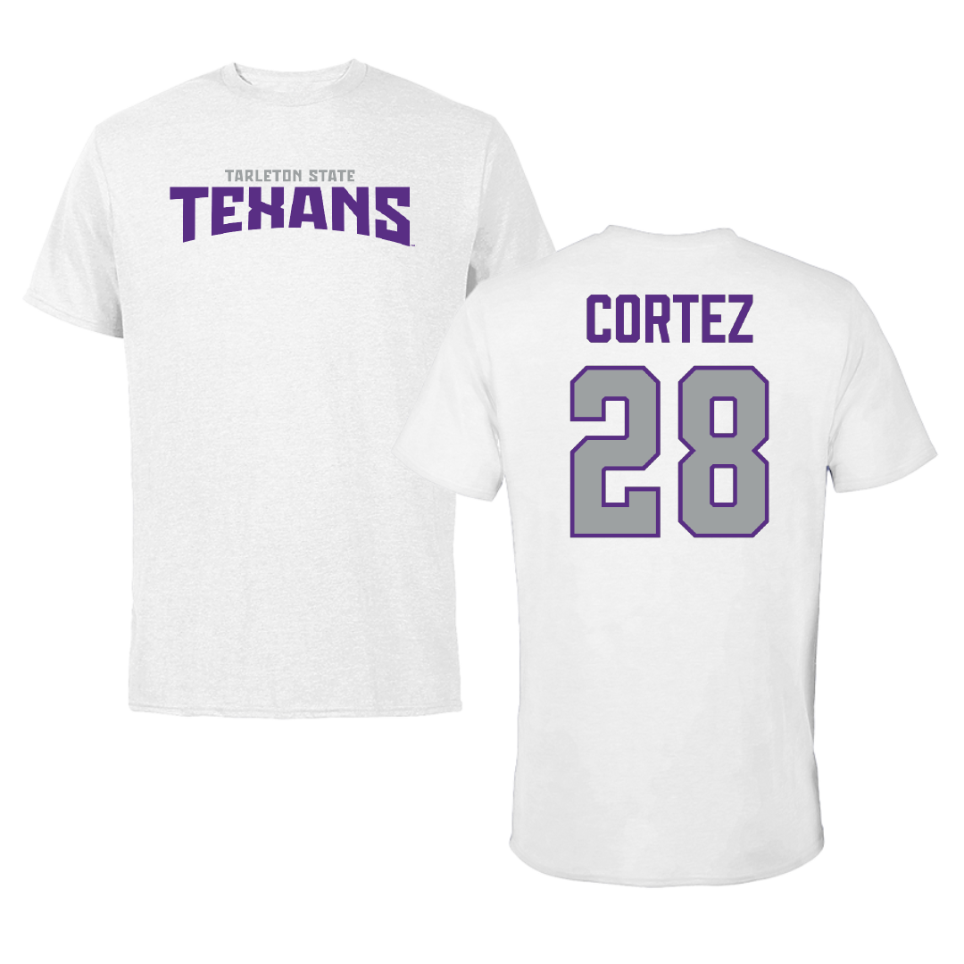 Tarleton State University Soccer (W) White Classic Performance Tee - #28 Sam Cortez