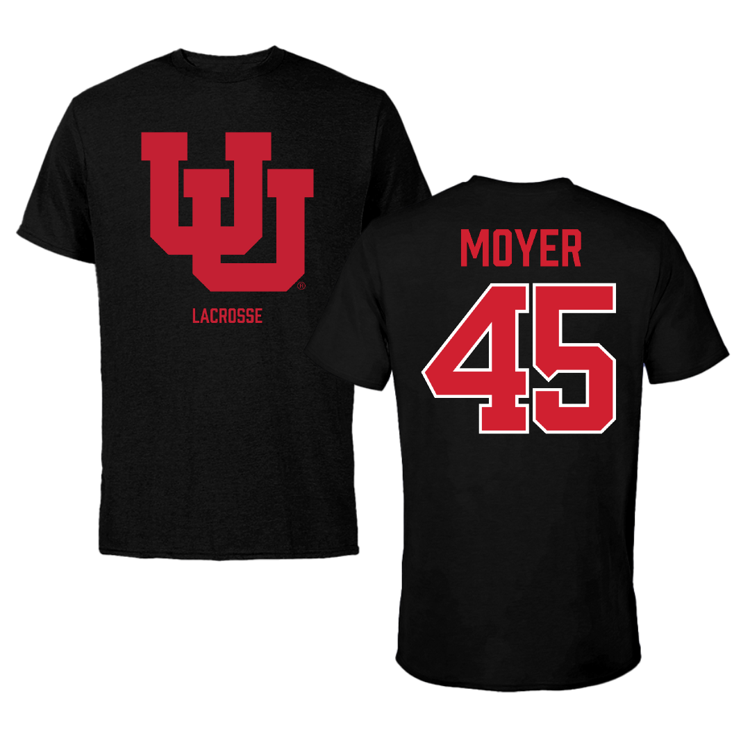 University of Utah Lacrosse (M) Black Tee - #45 Carson Moyer
