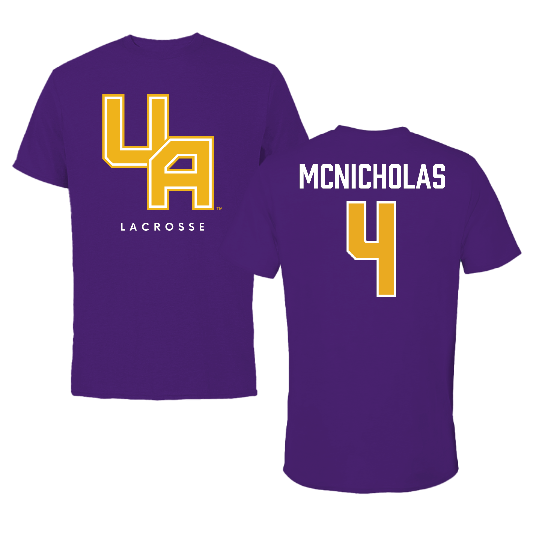 University at Albany Lacrosse Purple Block Tee - #4 TJ McNicholas