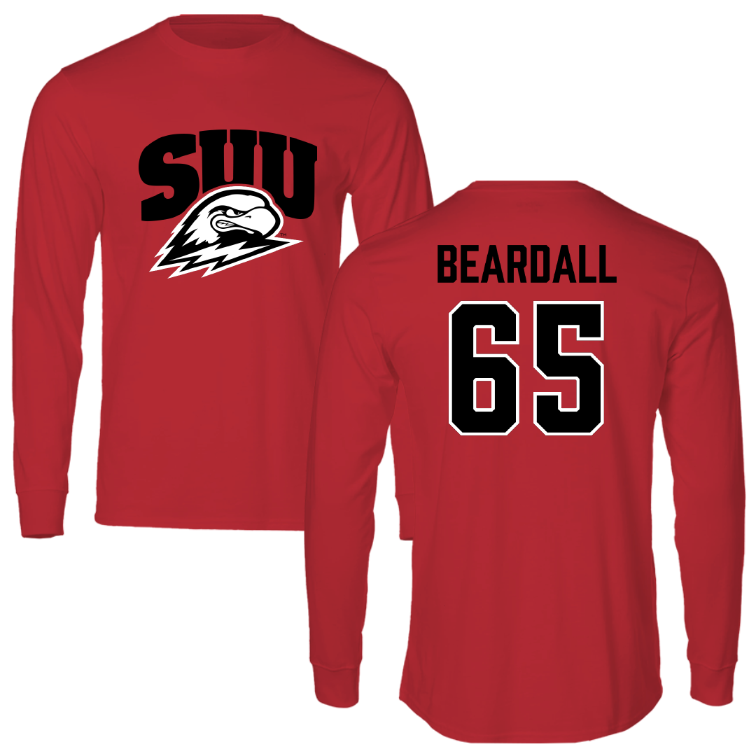 Southern Utah University Football Red Long Sleeve - #65 Jack Beardall