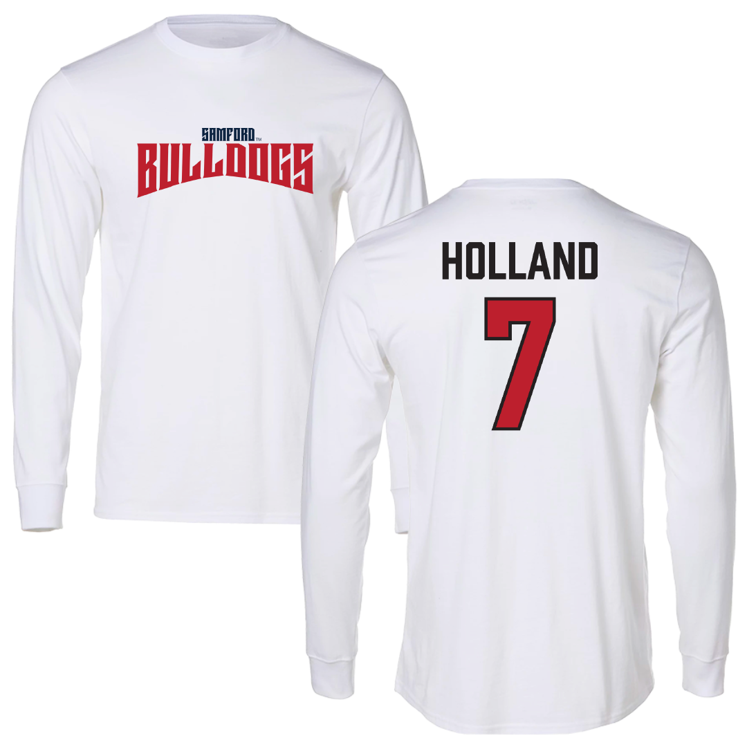 Samford University Soccer White Classic Performance Long Sleeve - #7 Sarah Holland