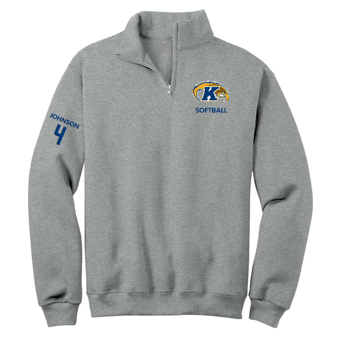 Kent State University Softball Sport Gray Quarter-Zip - #4 Ella Johnson