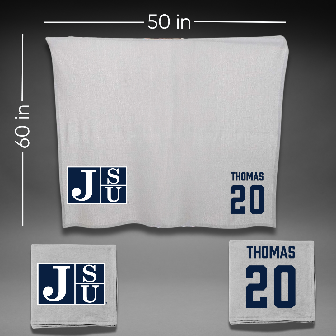 Jackson State University Basketball (M) Gray Blanket - #20 Raevon Thomas