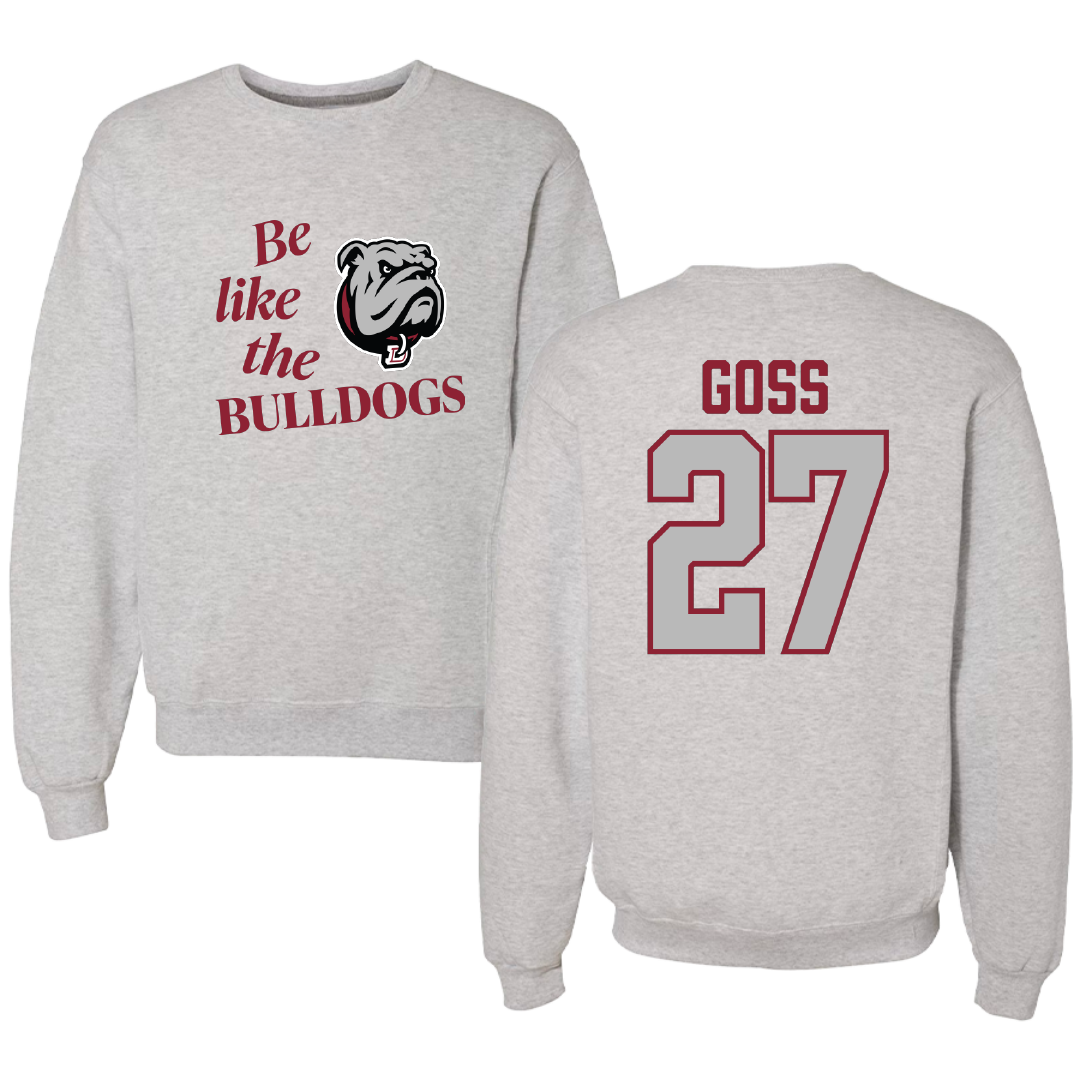 Dean College Baseball Light Gray Be Like Us Crewneck - #27 Gavin Goss