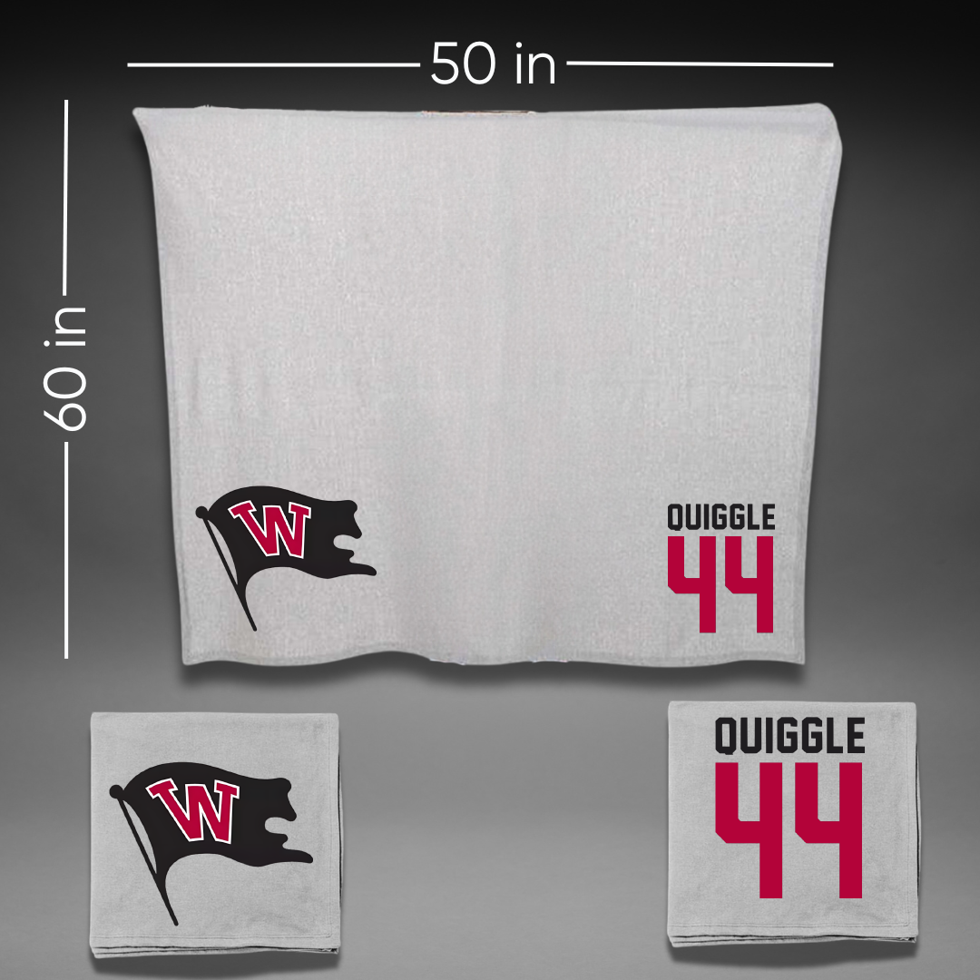 Whitworth University Baseball Gray Blanket - #44 Ty Quiggle