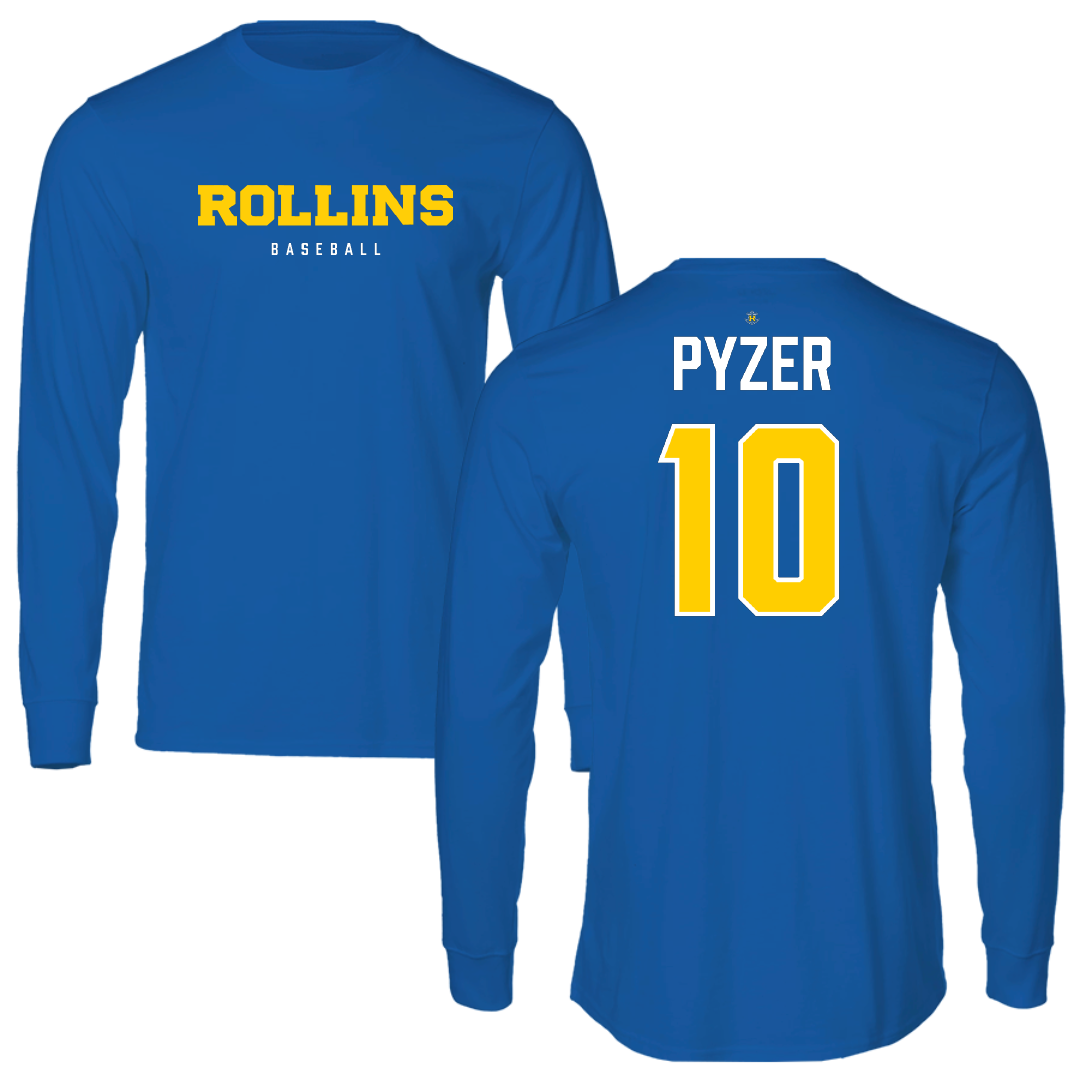 Rollins College Baseball Blue Performance Long Sleeve - #10 Dalton Pyzer