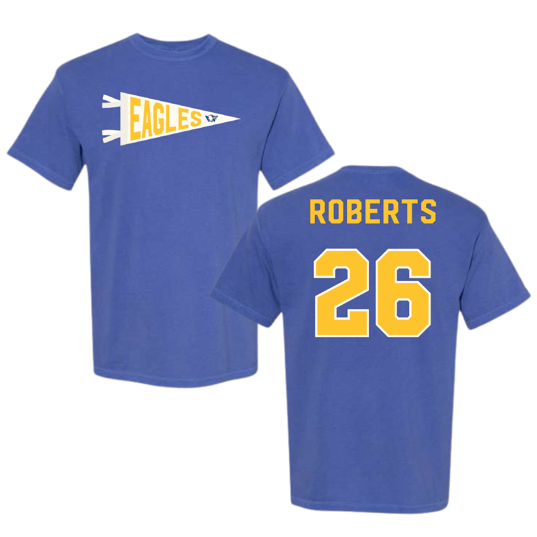 Williams Baptist University Baseball Blue Pennant Comfort Colors Tee - #26 Owen Roberts