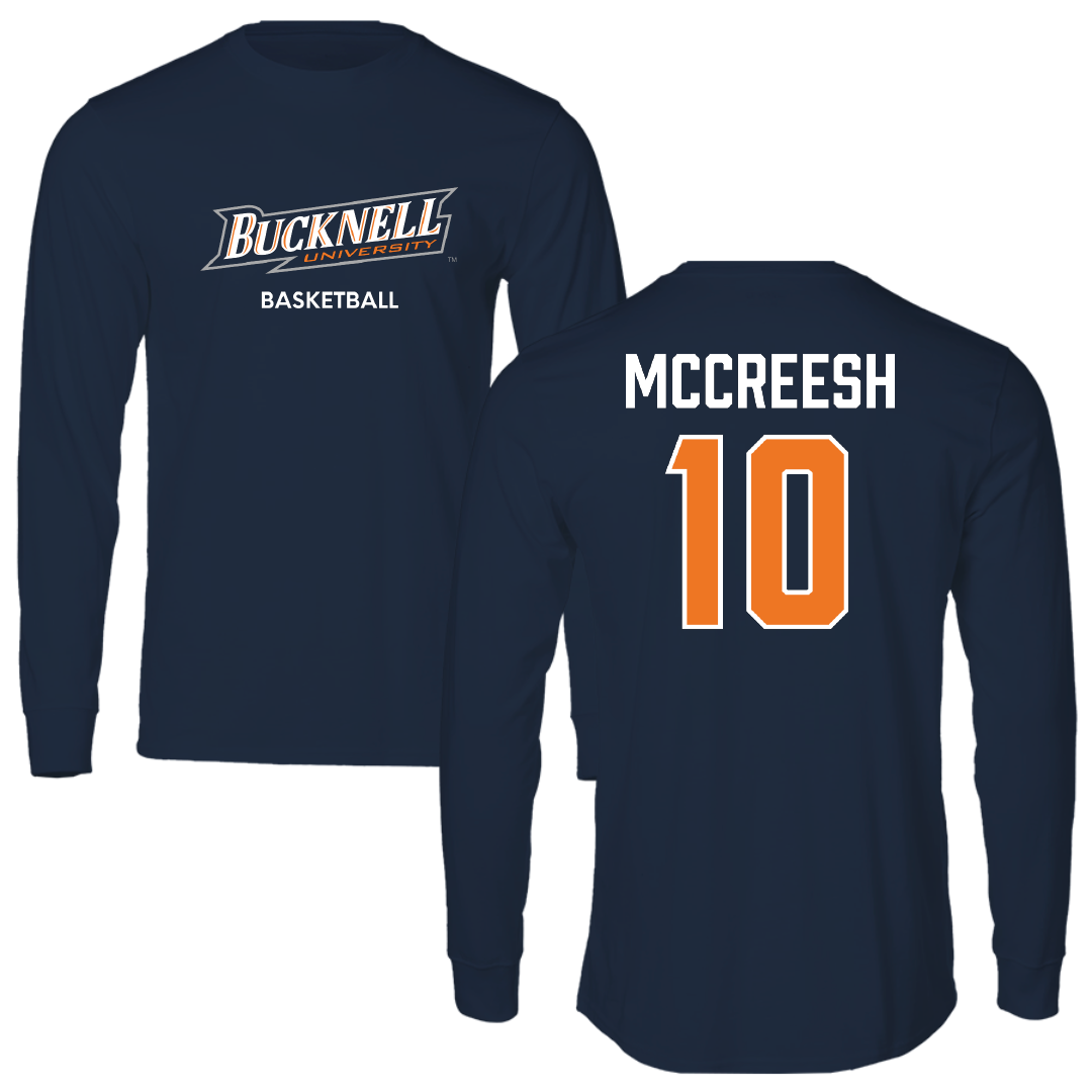 Bucknell University Basketball (M) Navy Performance Long Sleeve - #10 Brandon McCreesh