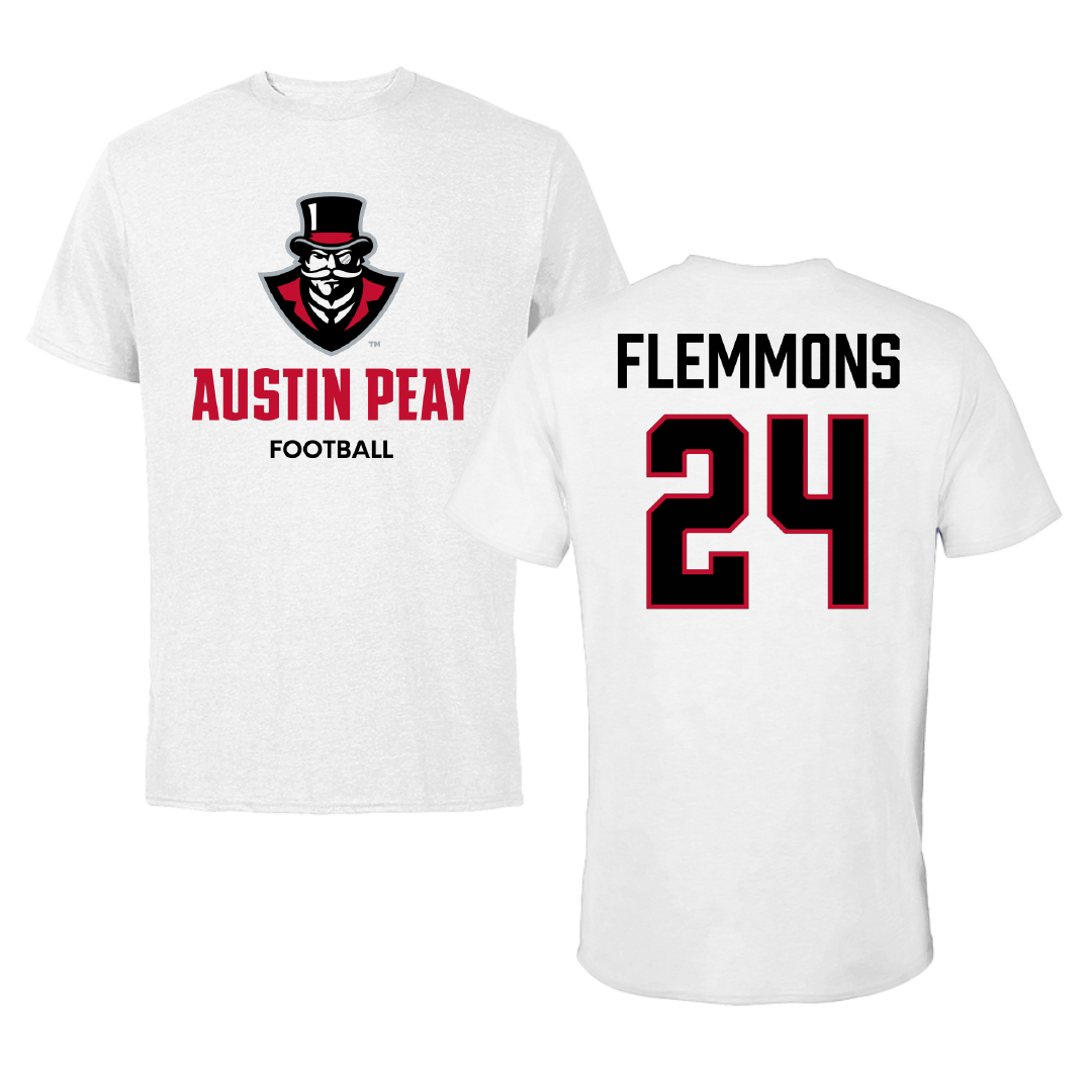 Austin Peay State University Football White Performance Tee - #24 Jeremiah Flemmons