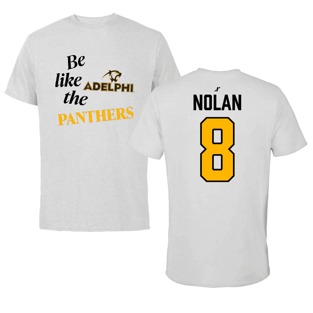 Adelphi University Soccer Light Gray Be Like Us Performance Tee - #8 Sam Nolan