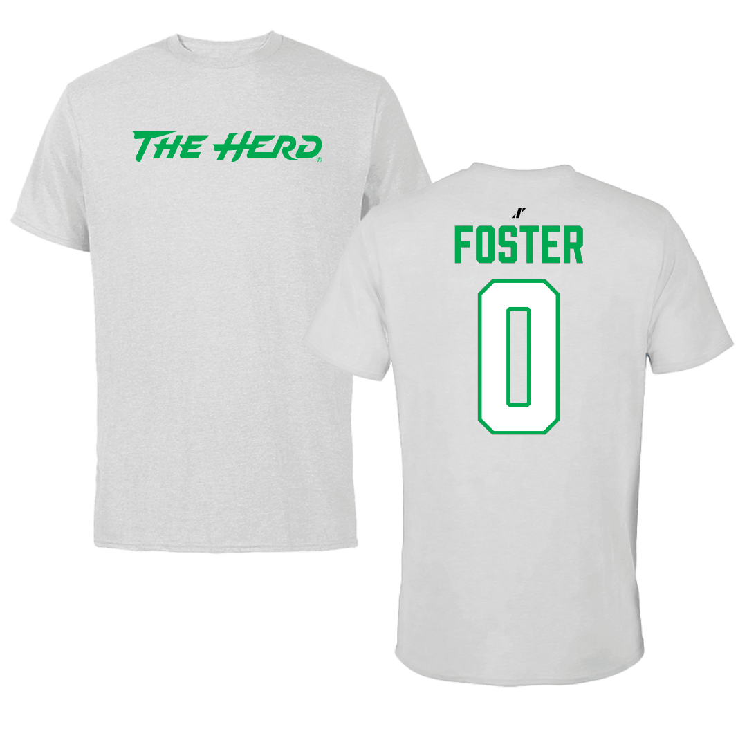 Marshall University Football Light Gray Performance Tee - #0 Ian Foster