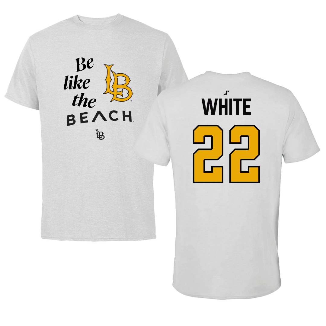 Long Beach State University Soccer (W) Light Gray Be Like Us Tee - #22 Ameera White