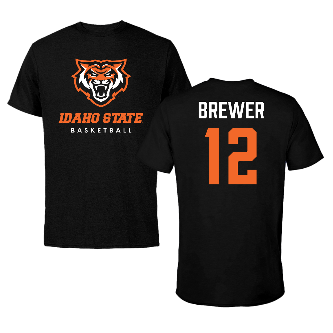 Idaho State University Basketball Black Performance Tee - #12 Lachlan Brewer