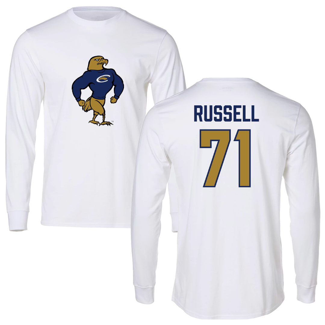 PennWest Clarion Football White Performance Long Sleeve - #71 Ricky Russell