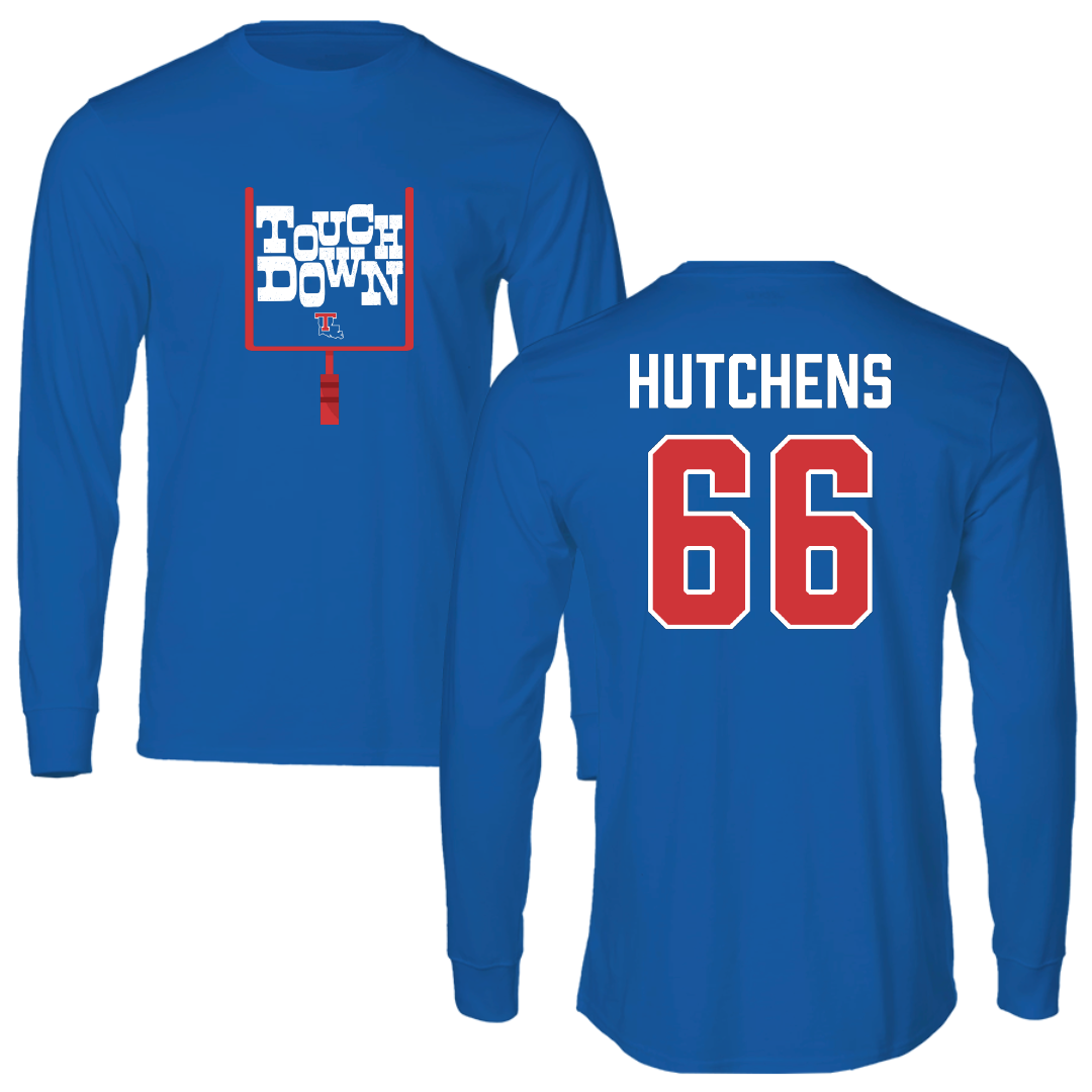 Louisiana Tech University Football Blue Touchdown Long Sleeve - #66 Will Hutchens