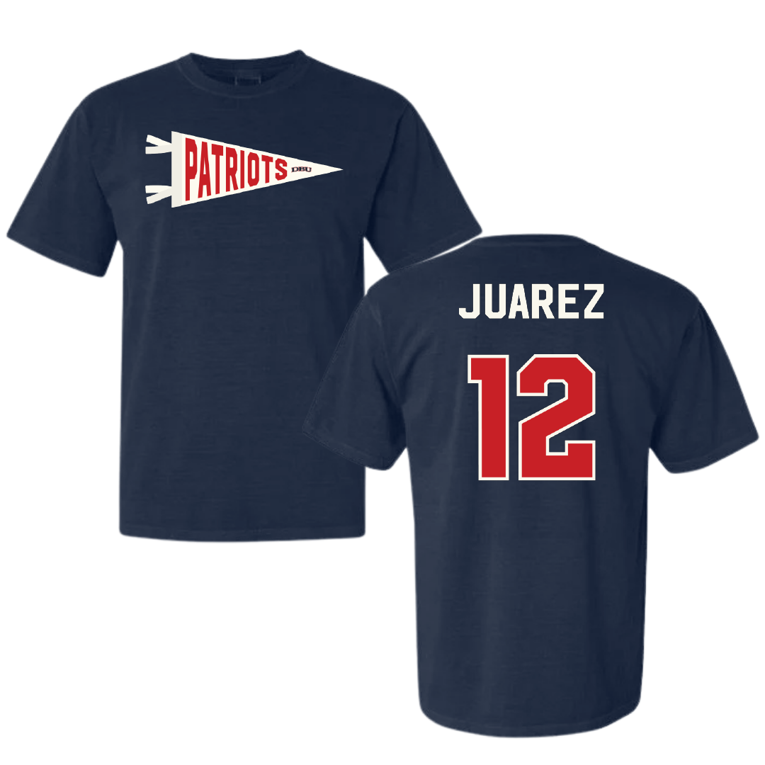 Dallas Baptist University Ice Hockey Navy Pennant Comfort Colors Tee - #12 Exavier Juarez