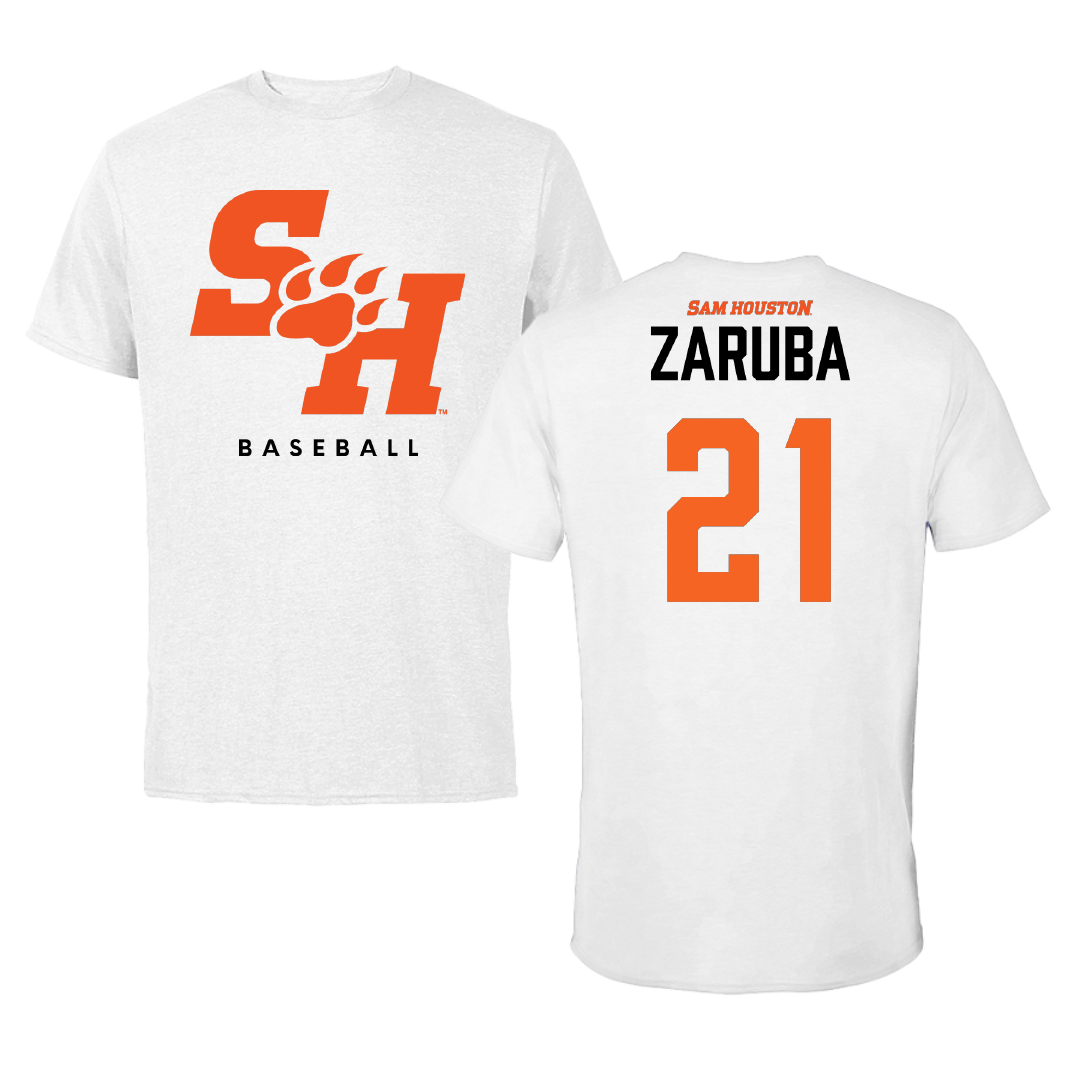 Sam Houston State University Baseball White Performance Tee - #21 Connor Zaruba