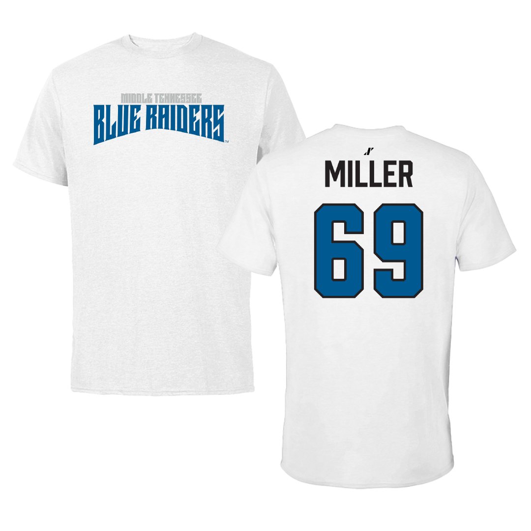 Middle Tennessee State University Football White Classic Performance Tee - #69 Marcus Miller