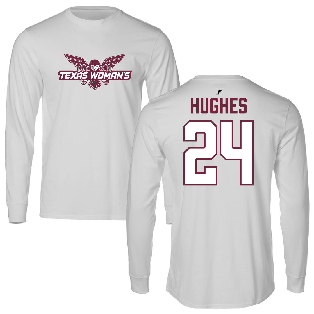 Texas Woman's University Soccer Light Gray Performance Long Sleeve - #24 Alexandra Hughes