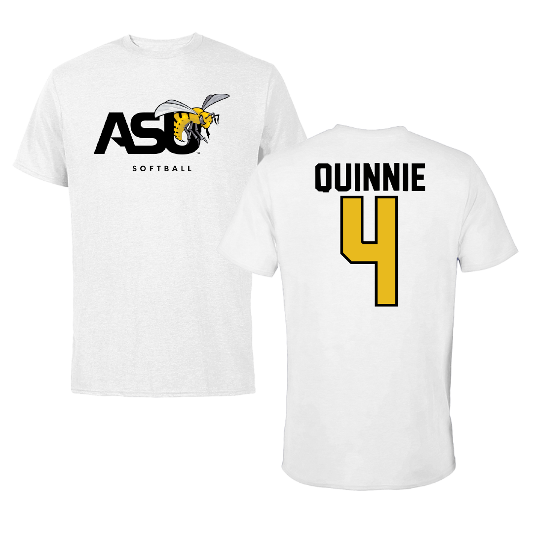 Alabama State University Softball White ASU Performance Tee - #4 Mason Quinnie