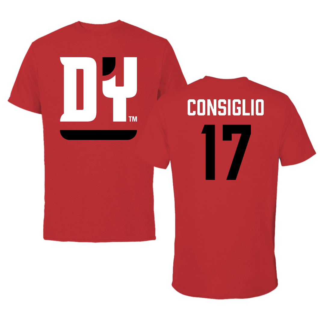 D'Youville University Baseball Red Tee - #17 Vincent Consiglio
