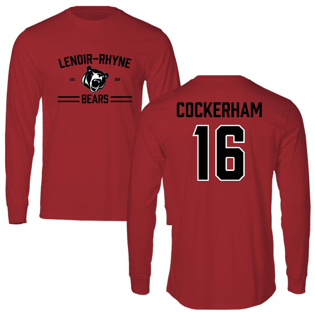 Lenoir-Rhyne University Baseball Canvas Red General Long Sleeve - #16 Caleb Cockerham