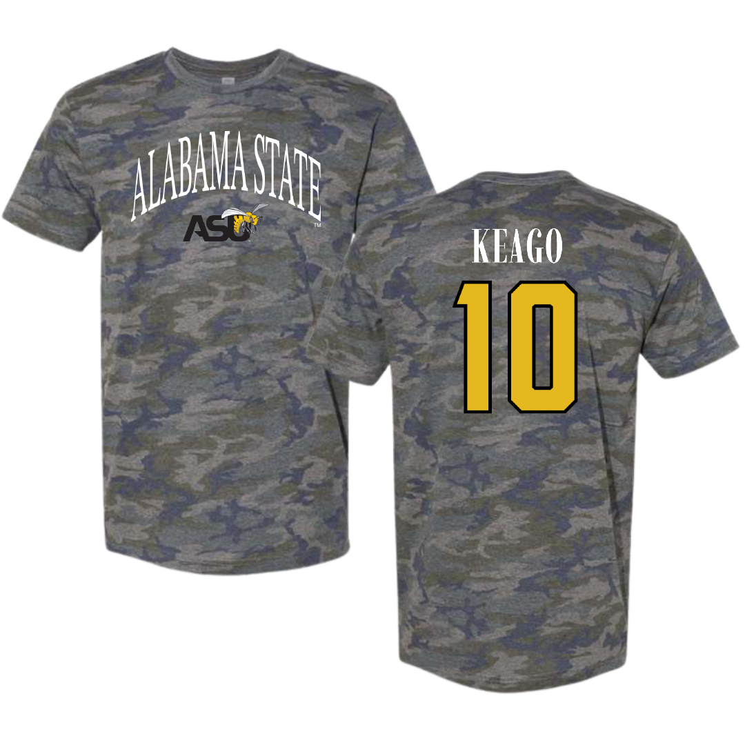 Alabama State University Basketball Vintage Camo Tee - #10 Jalen Keago