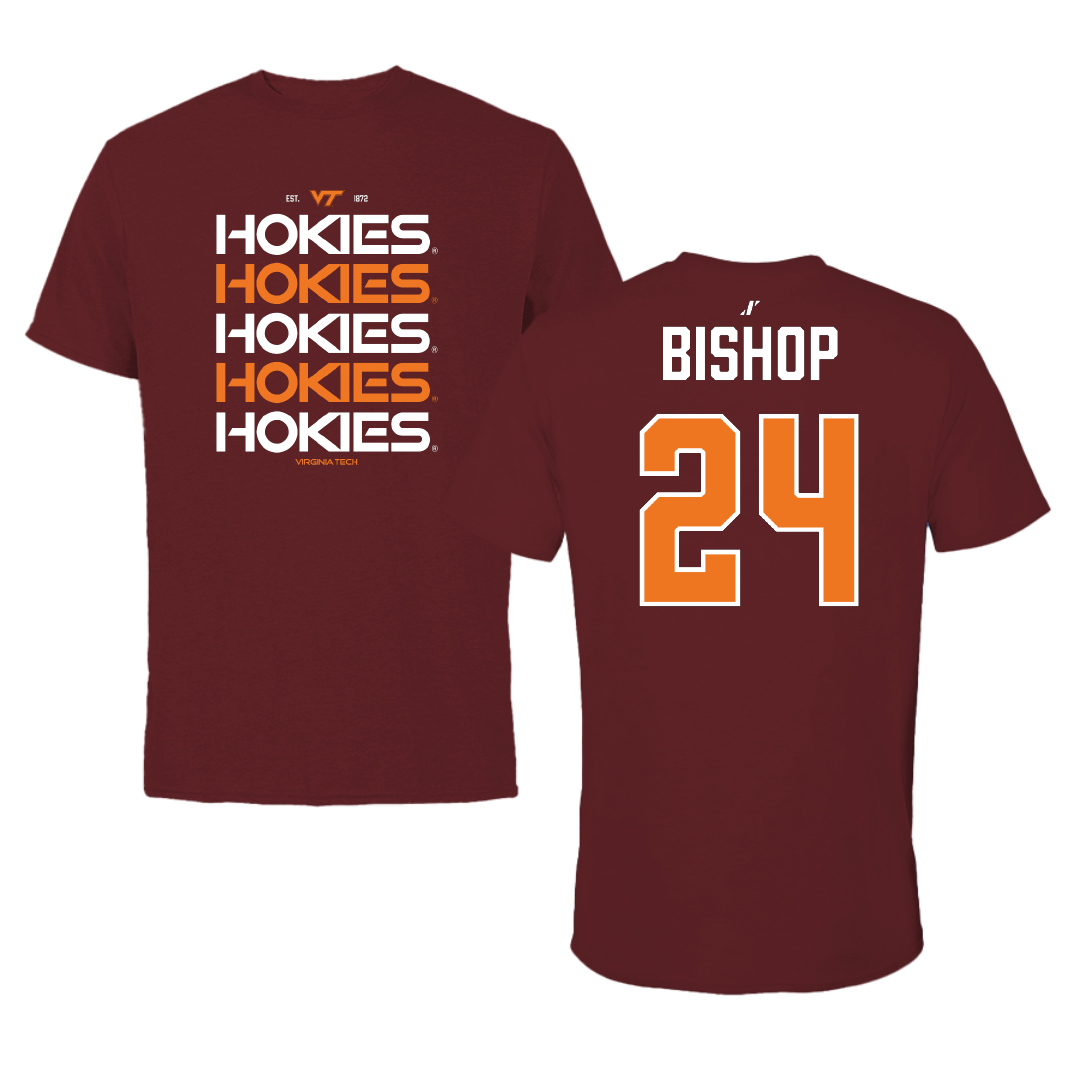 Virginia Tech Softball Maroon General Tee - #24 Jordan Bishop