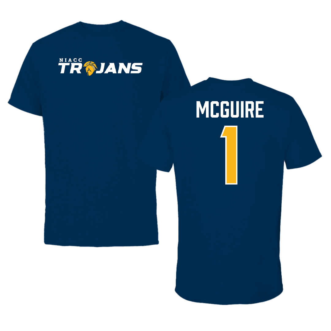 North Iowa Area Community College Baseball Navy Tee - #1 Cal Mcguire
