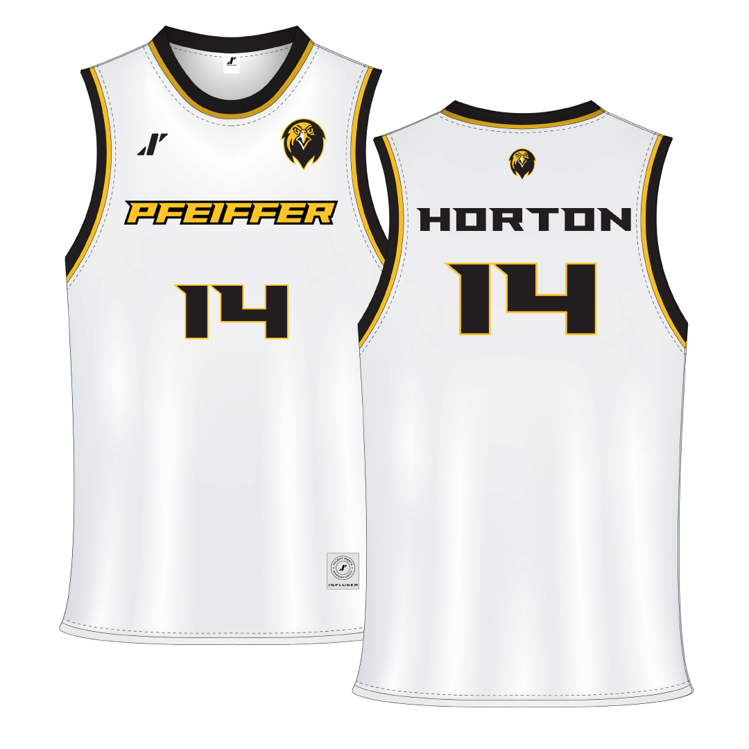 Pfeiffer University White Basketball Jersey - #14 Miya Horton